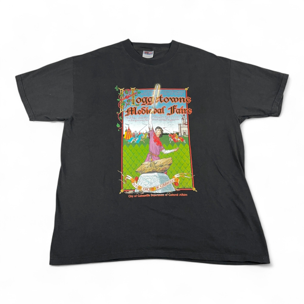 Vintage Hoggetowne Medieval Faire Shirt Adult EXTRA LARGE Black Renaissance Y2K